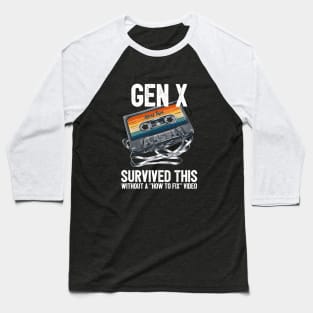 Gen X Survived Tangled Cassette Without Video Baseball T-Shirt